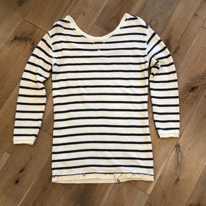 White & Navy Stripped Boatneck Sweater